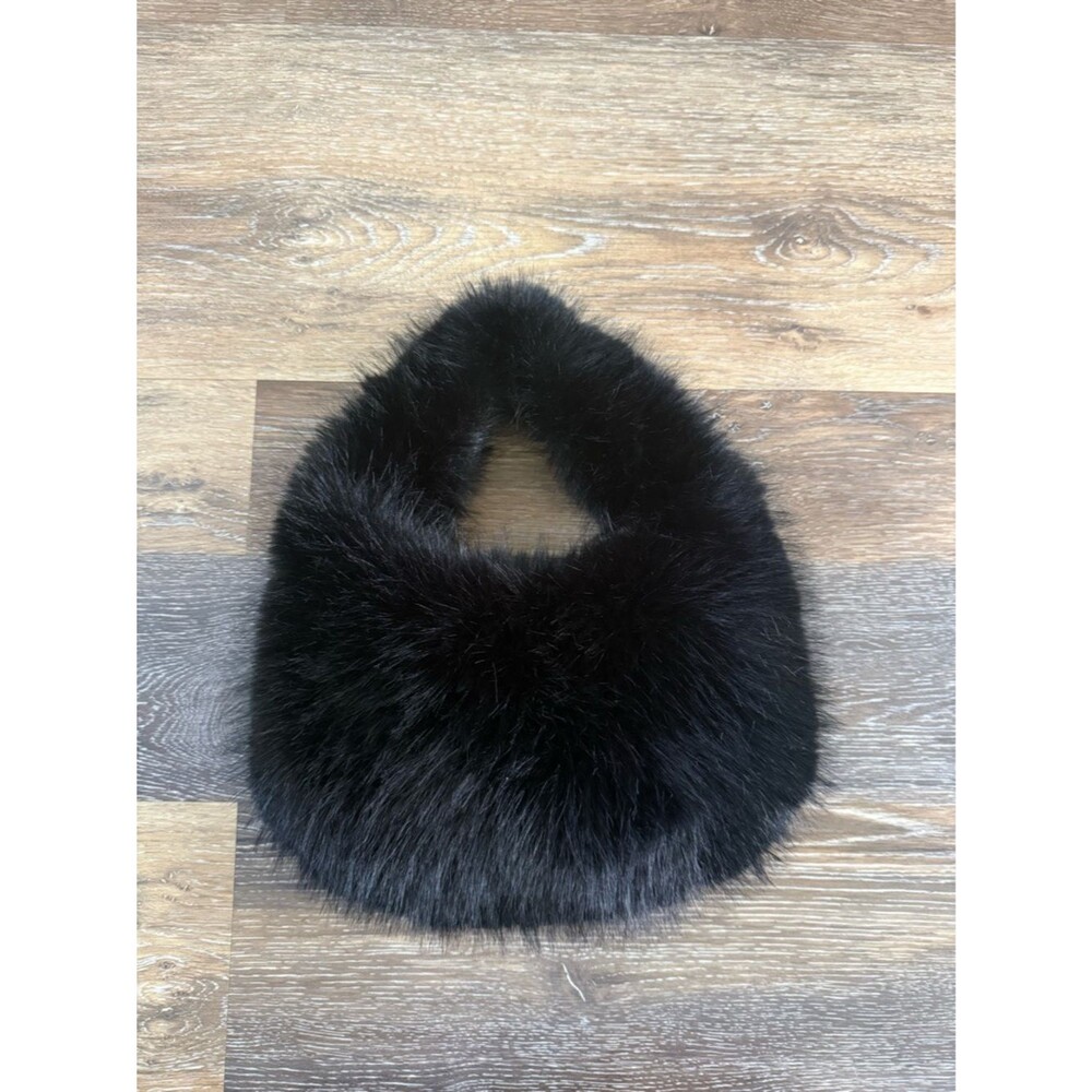 Black Faux Fur Mini Bag Y2K Soft Fluffy Winter Shoulder Bag Cozy Aesthetic